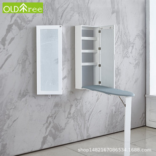 Household mirrored wall-mounted ironing board folding ironing board ironing table storage cabinet clothes hanger wall-mounted ironing wardrobe