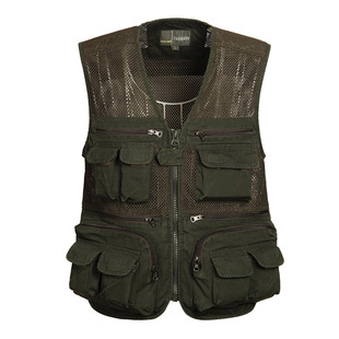 Men's Summer Dad Vest Photography Mesh Men's Fishing Premium Cotton Vest Multi-Pocket Waistcoat Vest 62#